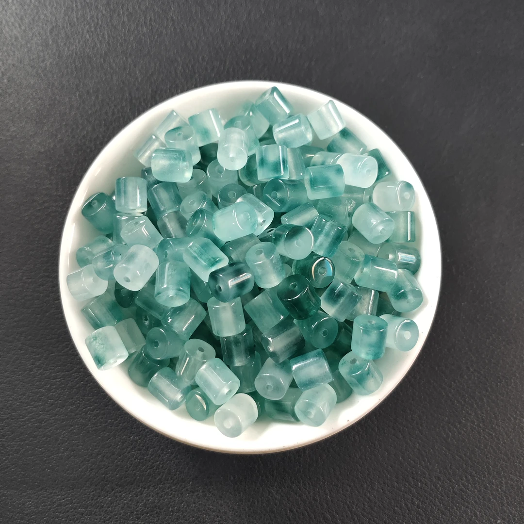 【散珠批发】W2955高冰老蓝水飘花管珠6*5MM*20颗