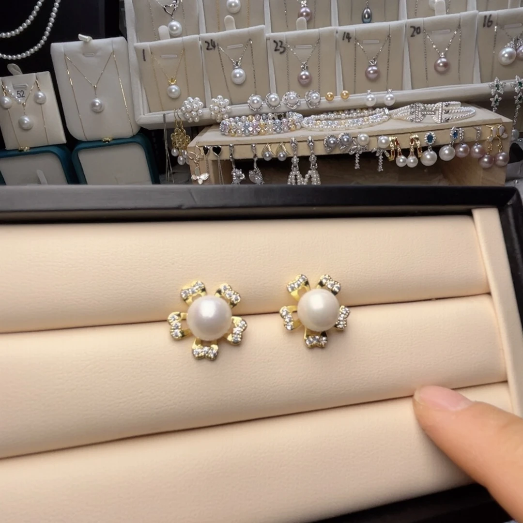 银S925镶嵌珍珠首饰淡水珍珠