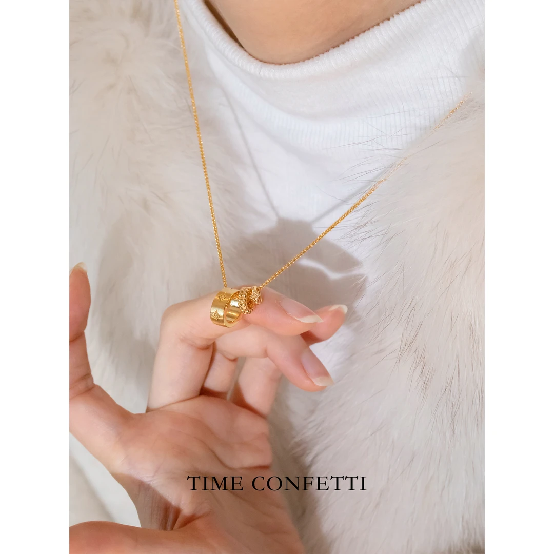 黄铜项链 镀K金【孙二娘】隐藏的星星-百搭气质毛衣链项链TC 11881