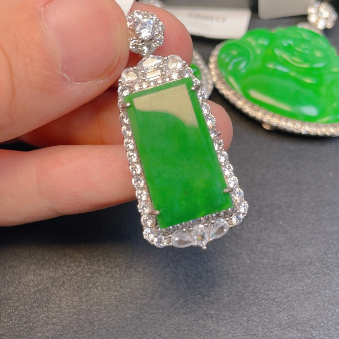 翡翠银S925镶嵌吊坠(不含链)