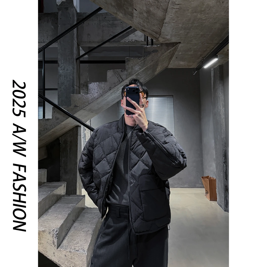 【叶继枫】25 A/W 黑标90白鸭绒多口袋菱形绗线立领羽绒服保暖外套