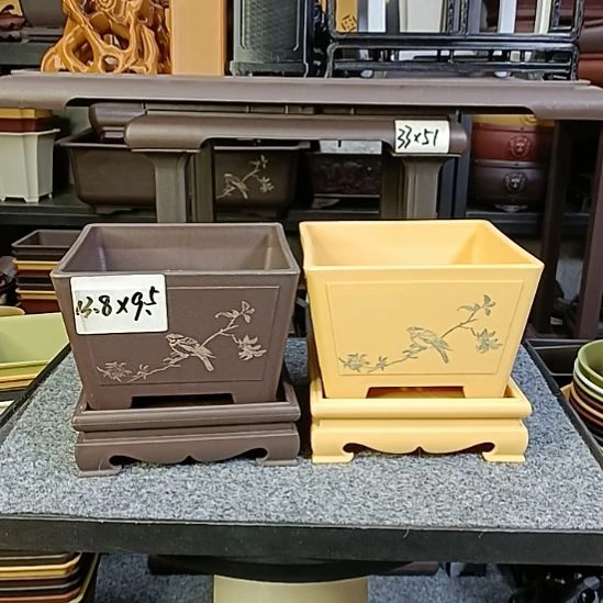 2只13.8cm花鸟小号奎面盆（配底座）