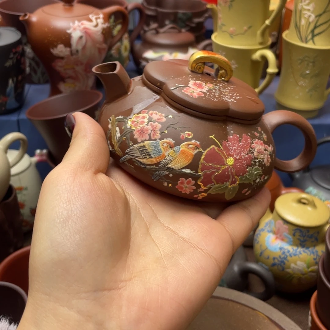 荷***满茶杯红泥紫砂主人杯170cc