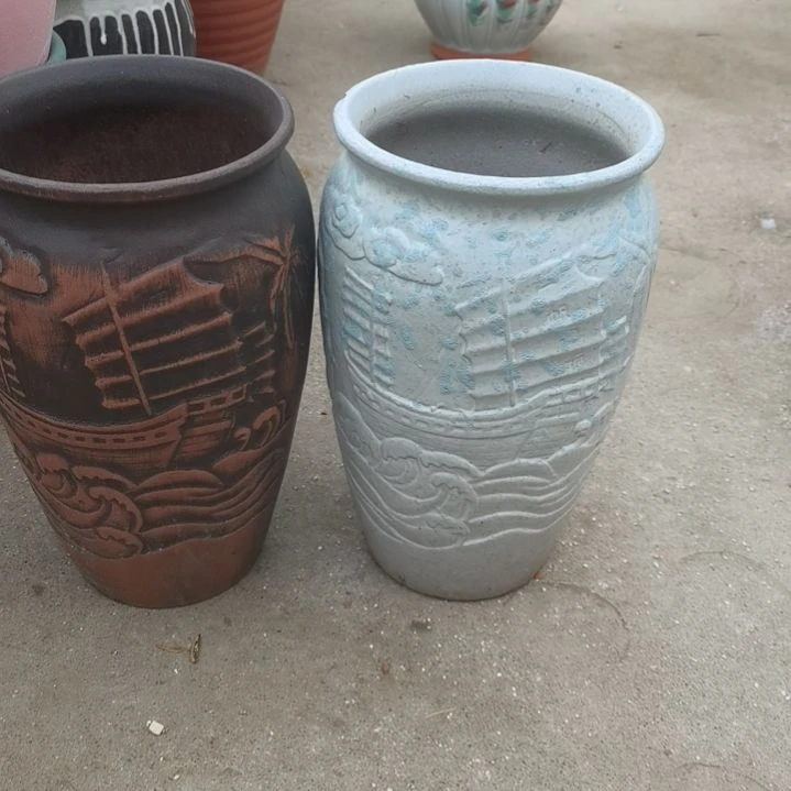 红陶口15高26两个盆