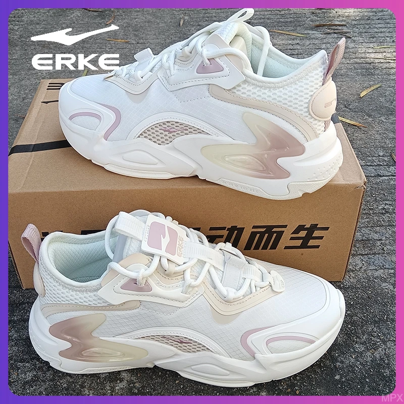erke/鸿星尔克女鞋跑鞋复古休闲跑鞋运动鞋新款女士防滑老爹鞋女
