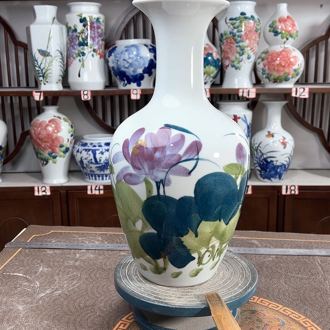 摆件景德镇陶瓷棒紫荷