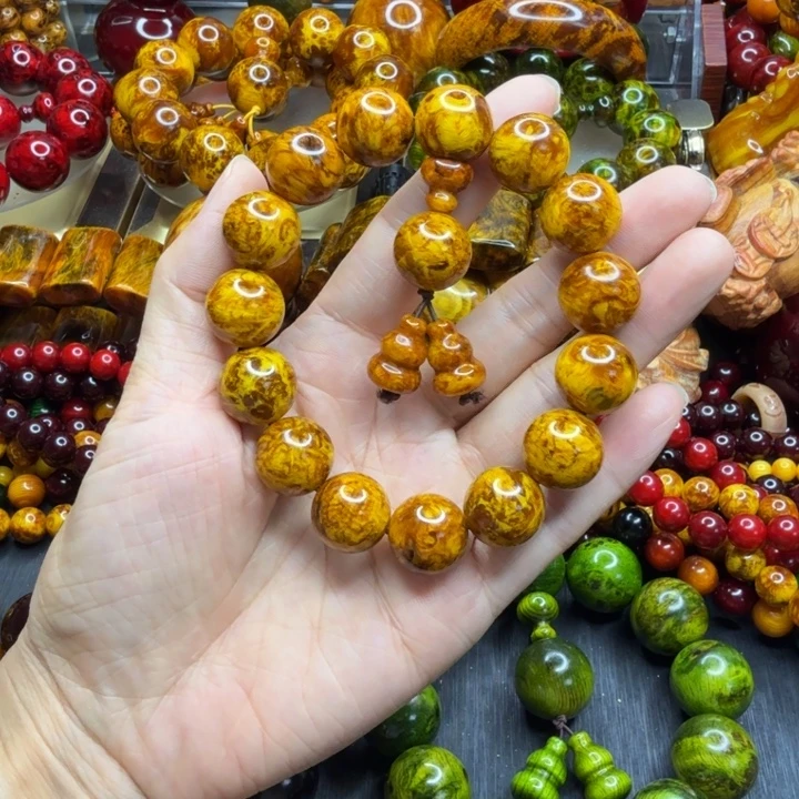 松木琥珀木文玩手串