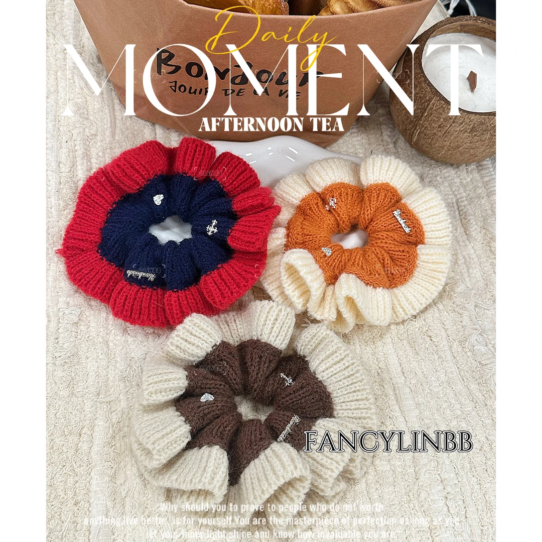 【韩系针织大肠圈】林北鼻·秋冬拼色毛线针织发圈韩系大肠发圈