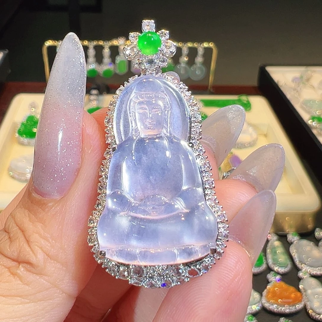 翡翠吊坠(不含链)18K金镶嵌翡翠