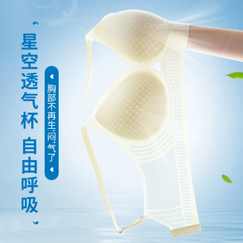 芳馨月夏季凉感冰丝聚拢文胸舒适透气薄款无痕美背女士内衣欧若风