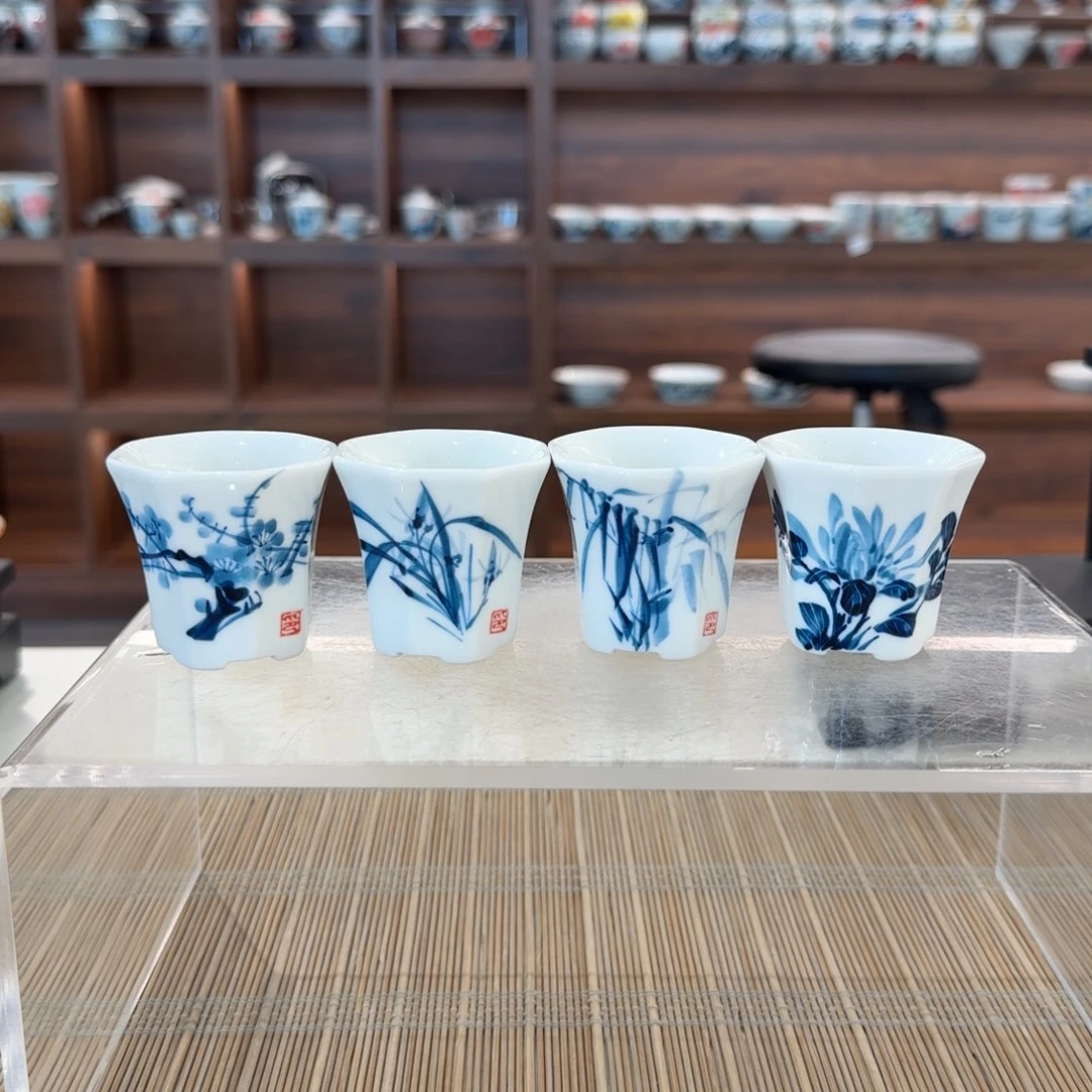 釉下手绘茶具微瑕