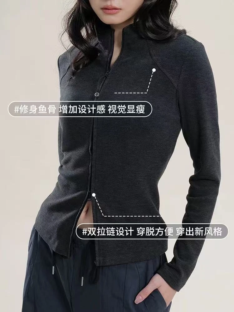 2651短外套拉链设计感网红鱼骨保暖女士短款连帽夹克打底