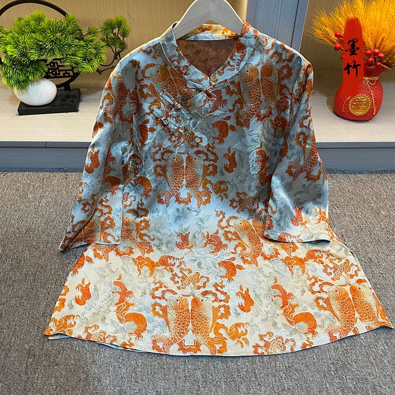 【71248】新中式女装中国风高级感气质女士上衣时尚复古提花