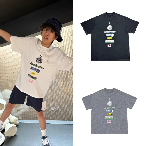 [NW]白灰两色经典时尚小字母双纱薄款棉感短袖体恤(夏日炎炎)