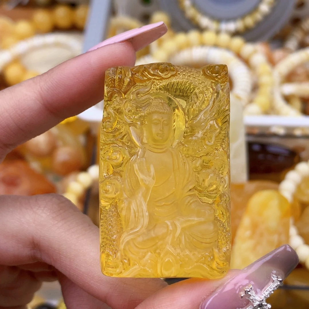 琥珀未镶嵌珠宝奇石47*29*12 大日如来