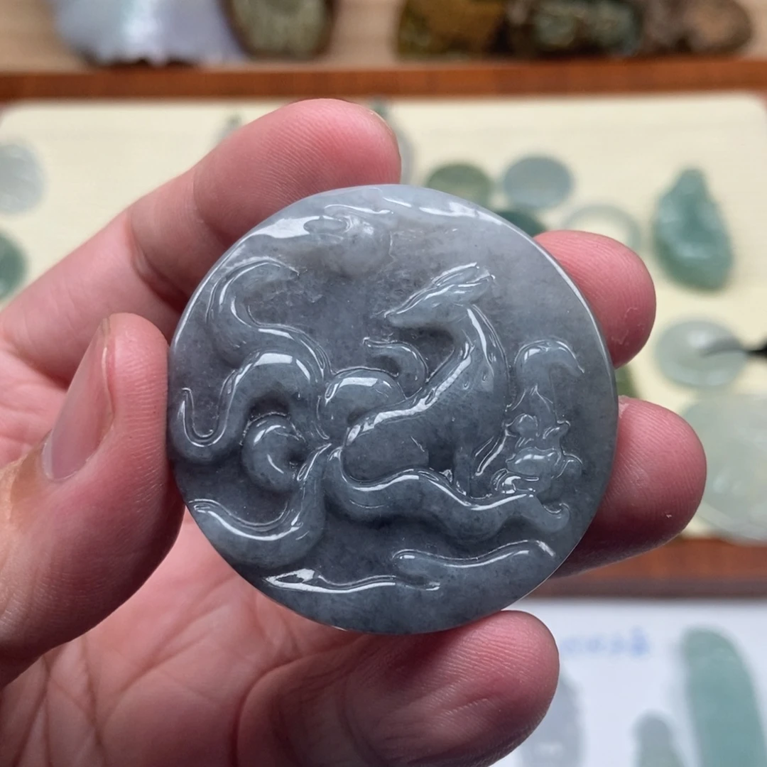 翡翠未镶嵌颈饰九尾乌鸡 天然缅甸ａ货翡翠男女礼物高级感