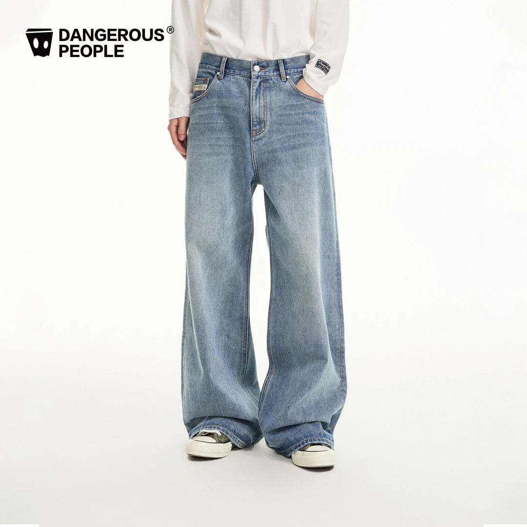 Dangerouspeople薛之谦dsp全棉水洗牛仔裤重磅潮牌复古街头阔腿裤