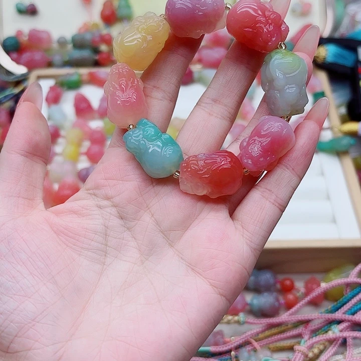 手***花玛瑙/玉髓未镶嵌手链盐源21