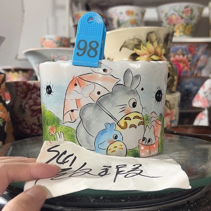 景德镇幸运花盆手绘韩式花盆