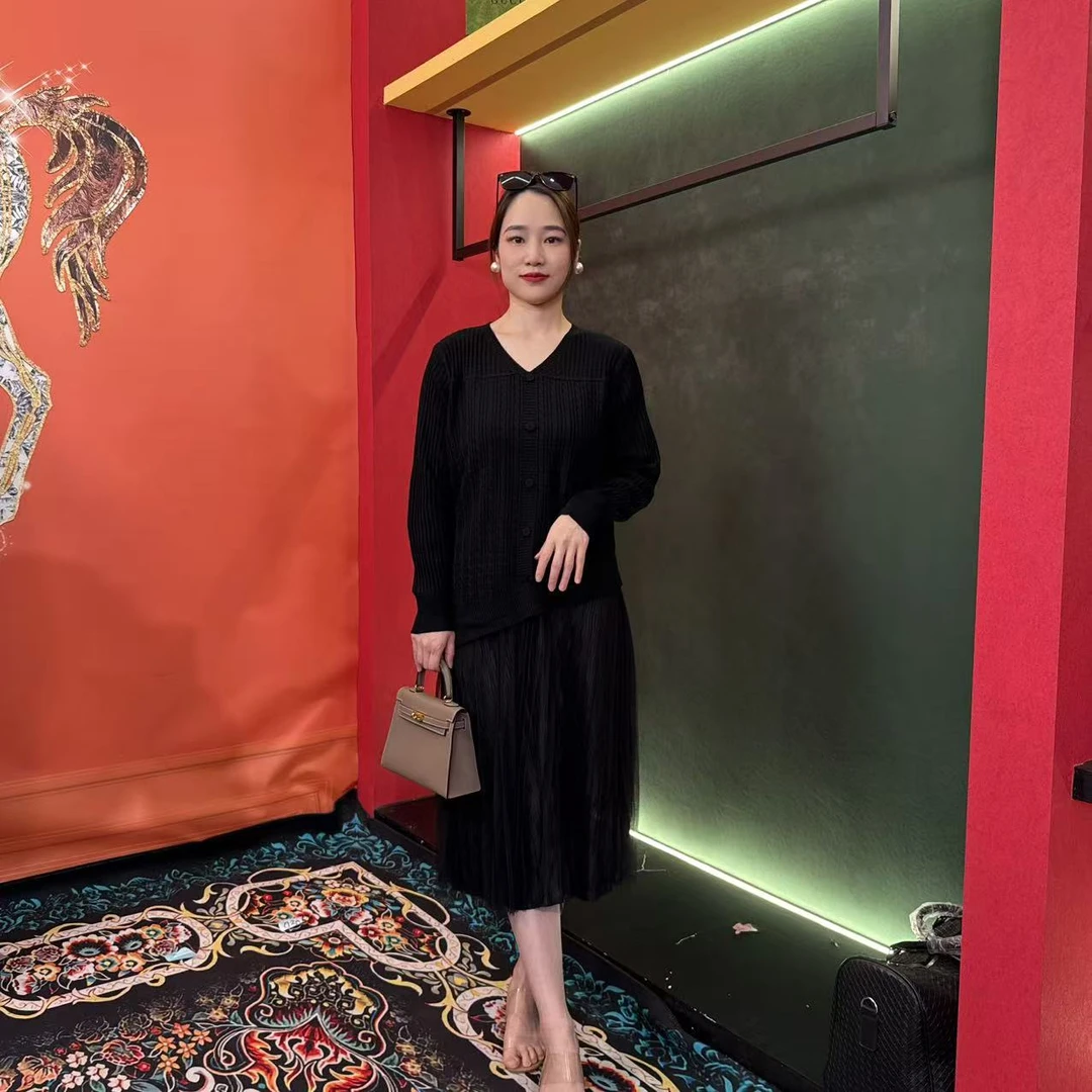 6806 多宝大码气质减龄长款A字裙子秋冬季女装设计感连衣裙女