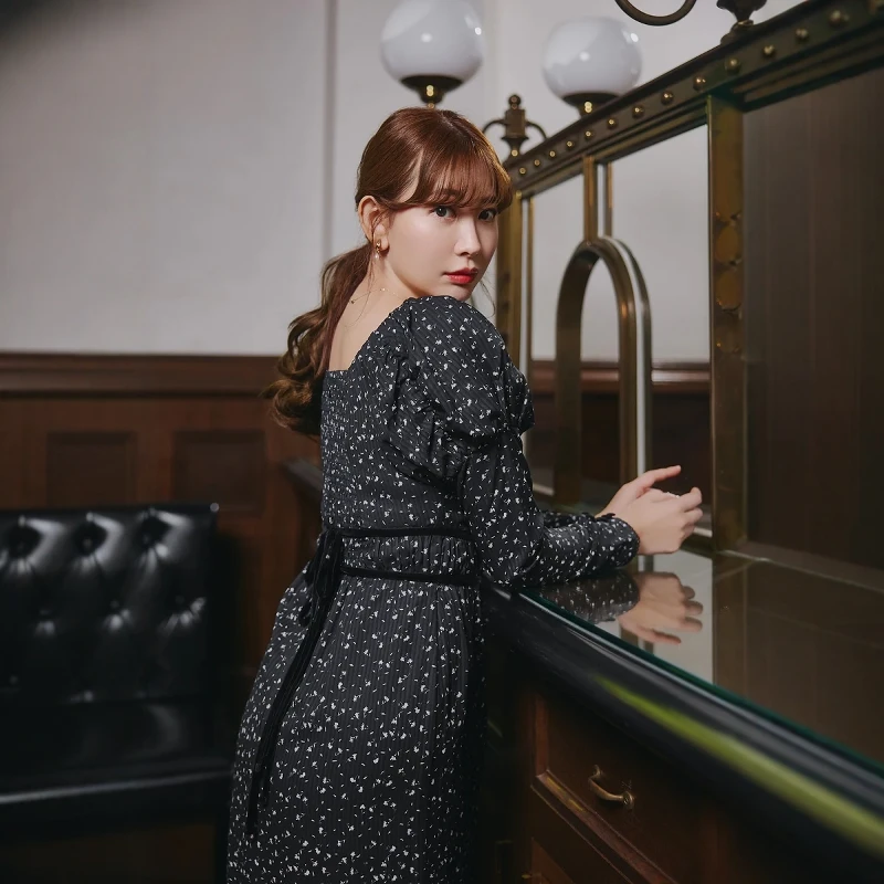 Her lip to花漾泡泡袖雪纺连衣裙【日本直邮不退换】