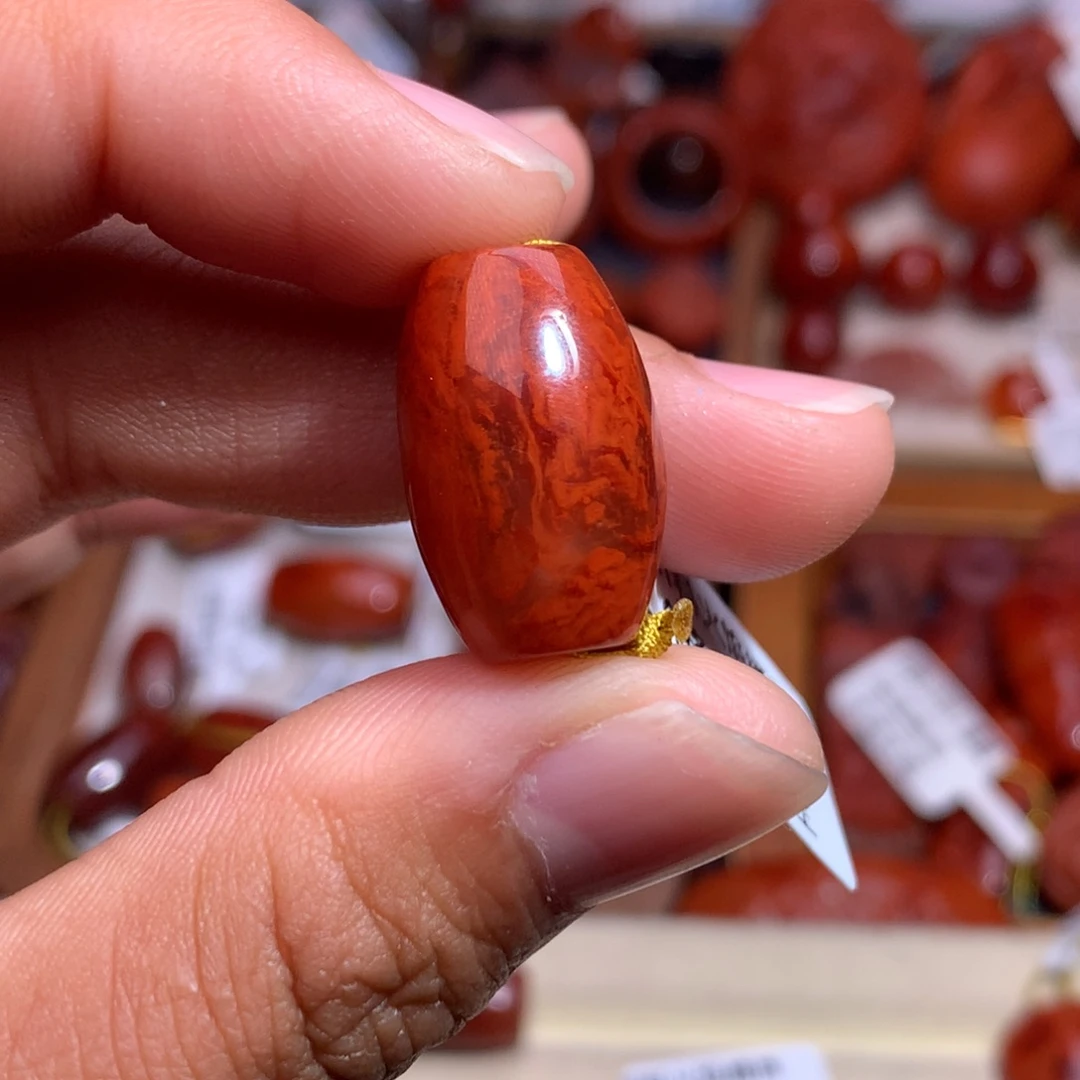 橙***意南红玛瑙未镶嵌珠宝半成品桶珠1