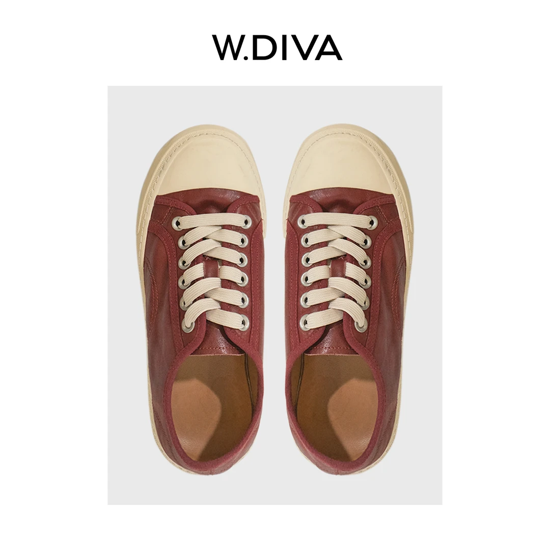 W.Diva【云港】复古简约校园风油蜡感真皮休闲鞋高级感50X182852