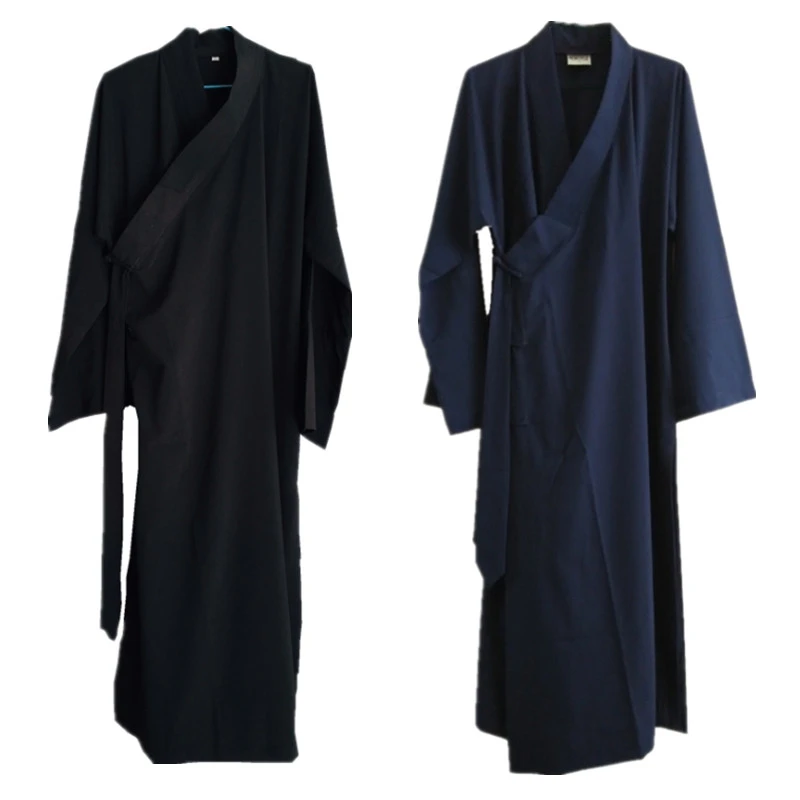 道士服装男女同款传统三清领飘逸斜襟太极服长袍武当派居士服装