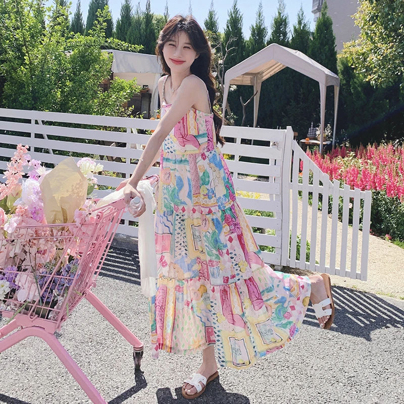 今年流行爆款学院减龄韩系穿搭夏多巴胺吊带连衣裙披肩开衫两件套