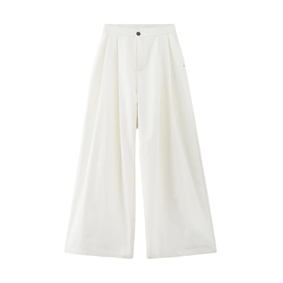 阔腿裤直筒裤宽松纯色夏季拖地长裤慵懒风西装直筒夏季休闲裤白色