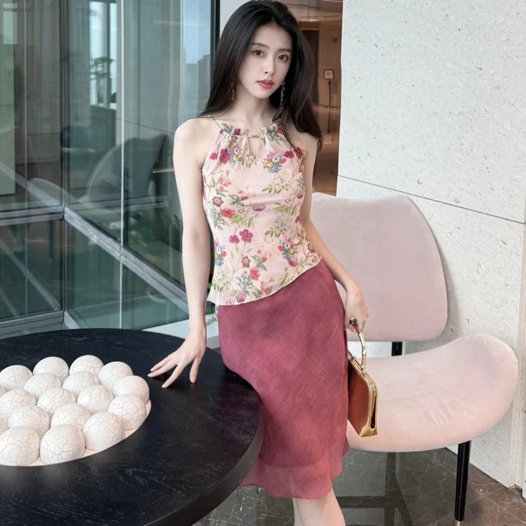 章蜜糖【大美人半裙】 妩媚动人 气质优雅显白高挑显腿长晕染斜裁