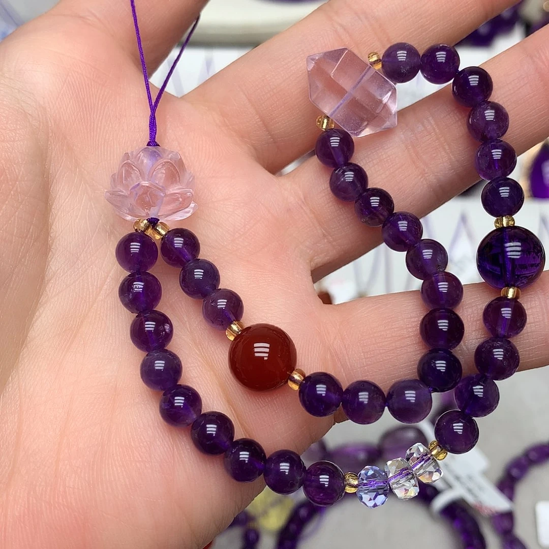 水晶未镶嵌珠宝半成品L 粉莲花手机挂件