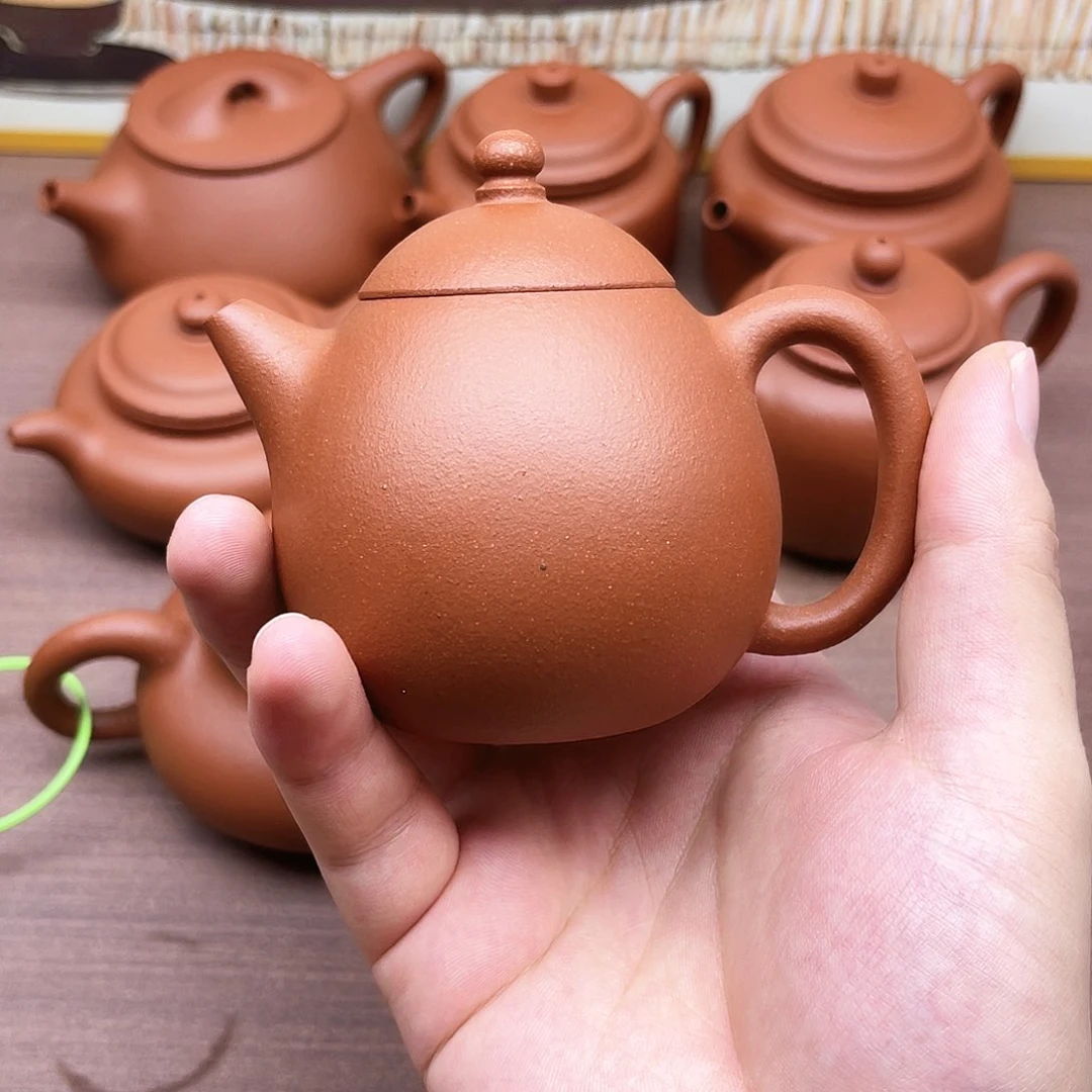 茶壶紫砂你***点宜兴紫砂原矿红降坡龙蛋170毫升