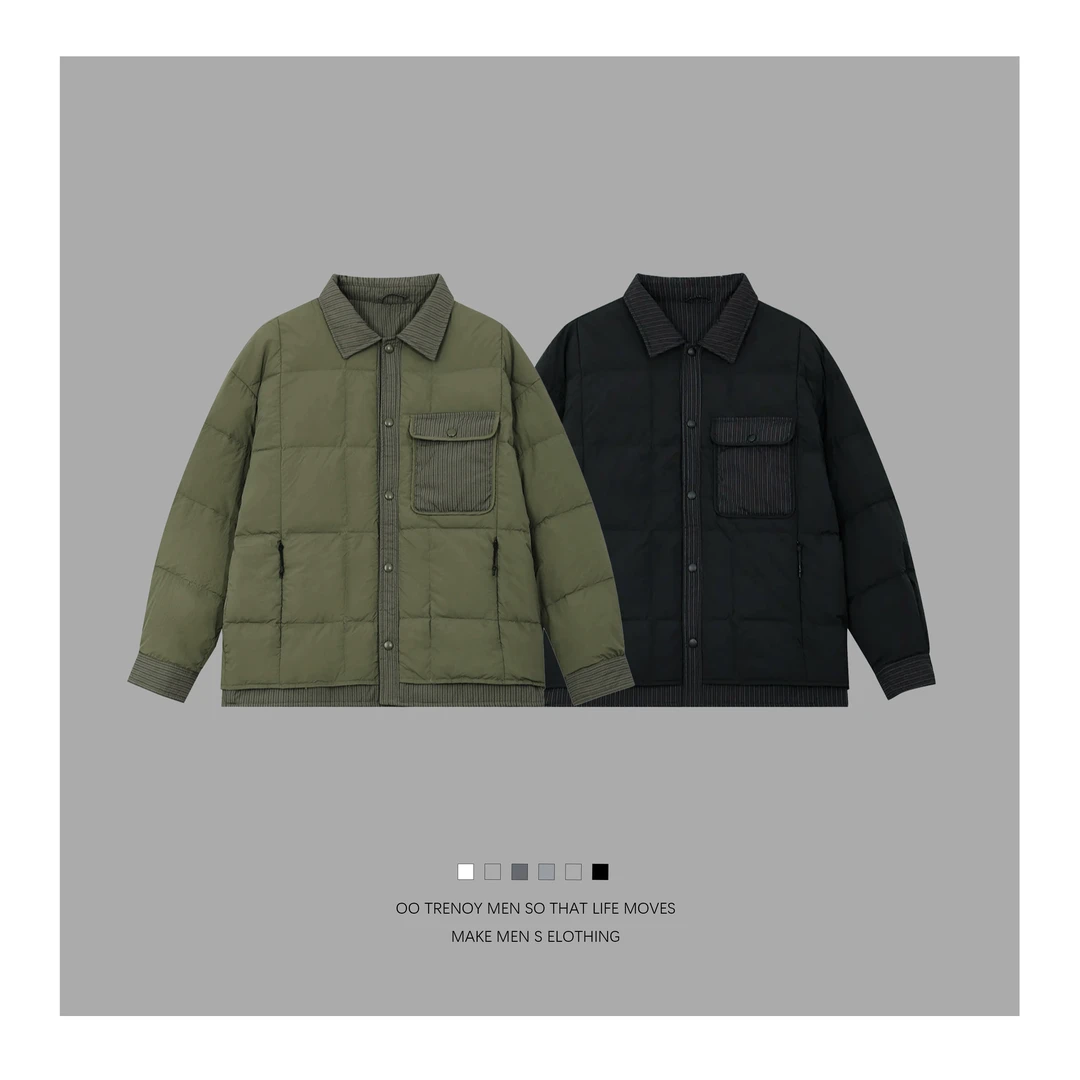 【90绒子撞色拼接翻领情侣羽绒服】秋冬季新款保暖外套628-Lulu