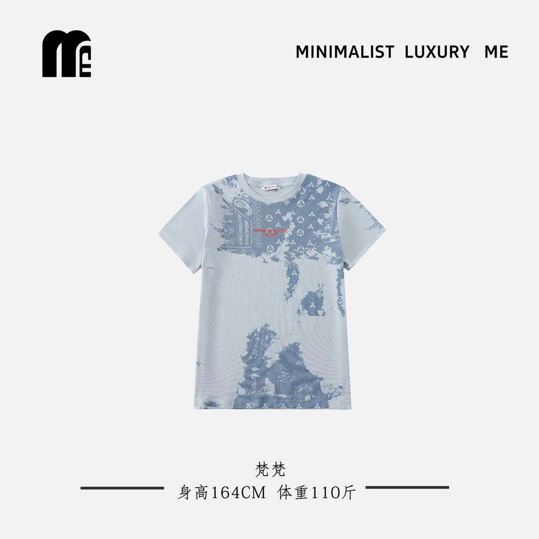 ME【蓝洞】优质莱赛尔！满印胸口硅胶压烫圆领短袖女款Q2517（2）