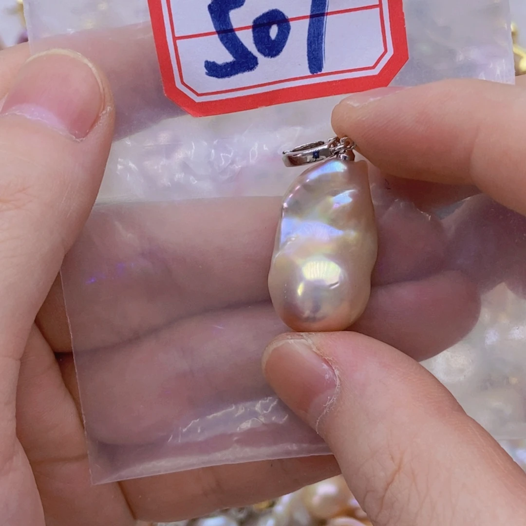 淡水珍珠银S925镶嵌吊坠(不含链)