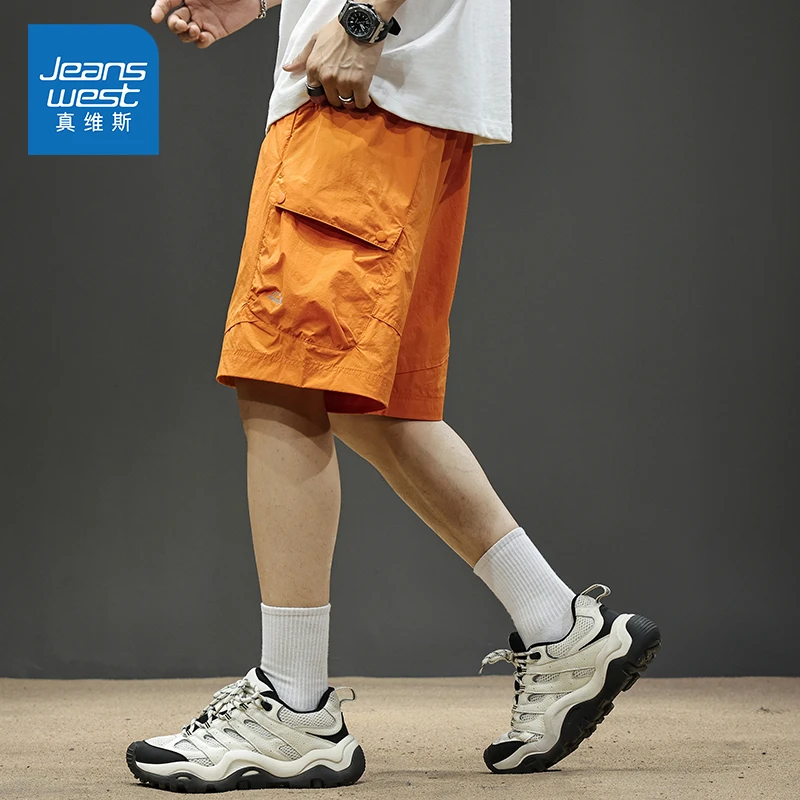 Jeanswest/真维斯冰丝休闲短裤男士夏季薄款宽松潮流速干工装中裤