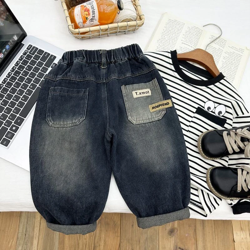 春秋男宝宝秋装男童牛仔裤秋款洋气儿童裤子小童休闲裤秋季男孩潮