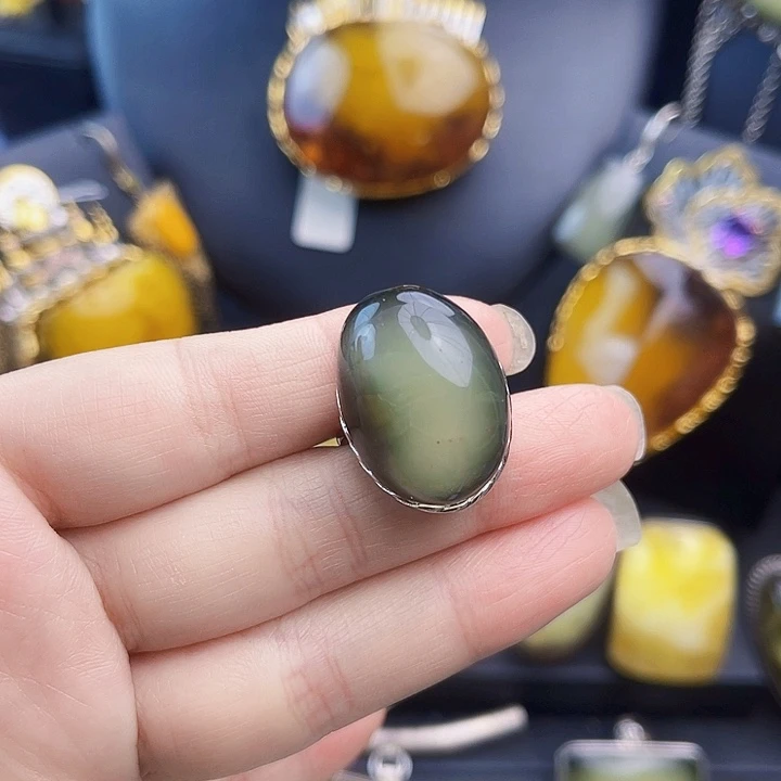 琥珀银S925镶嵌裸石