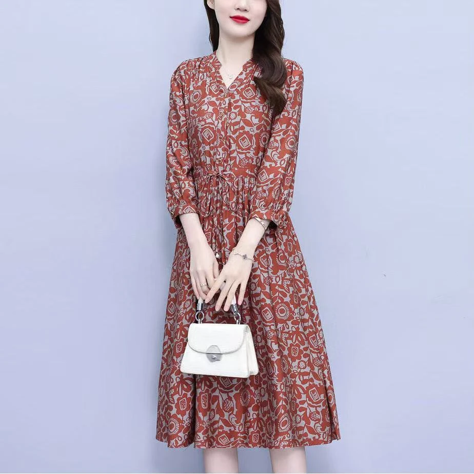 9927-贵夫人连衣裙夏新款气质妈妈装高端显瘦裙子【A仓】