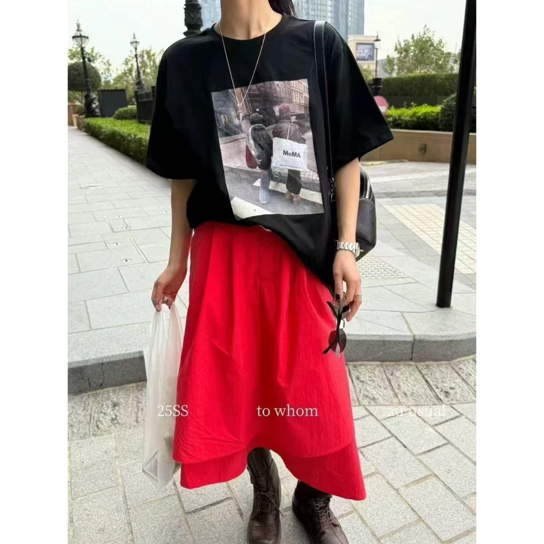 TOWARD 福秒（9towh50003#) 酷girl！美式复古印花短袖T恤9-67