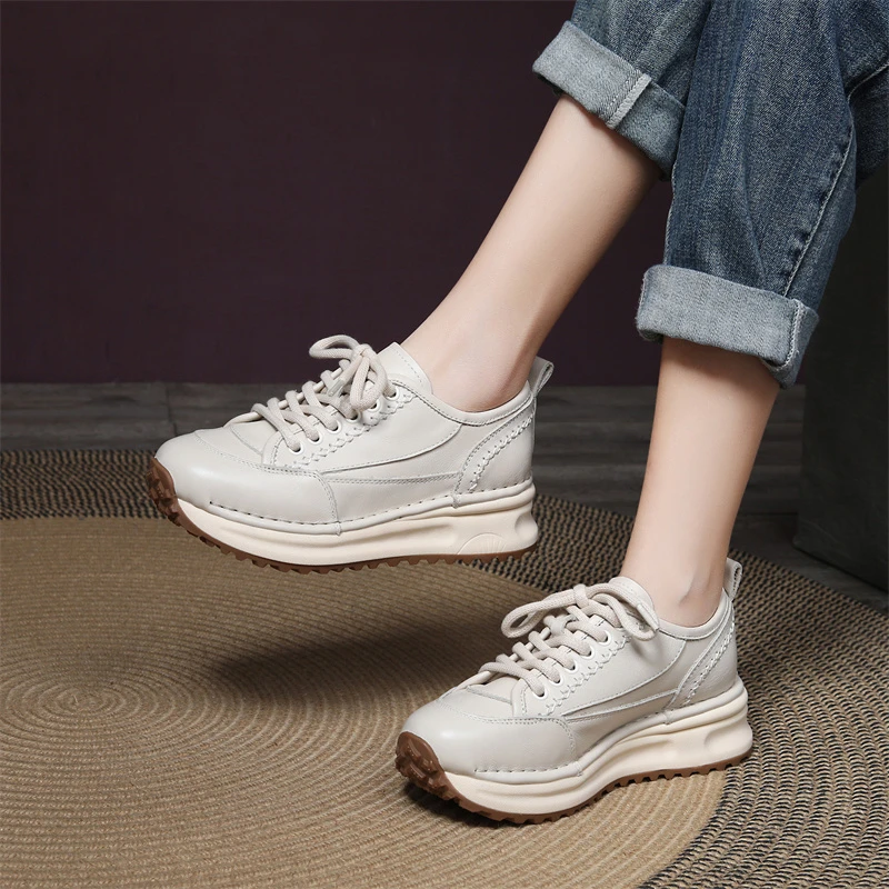 运动风休闲鞋女真皮时尚百搭不累脚厚底轻便显脚小阿甘鞋潮WA5088