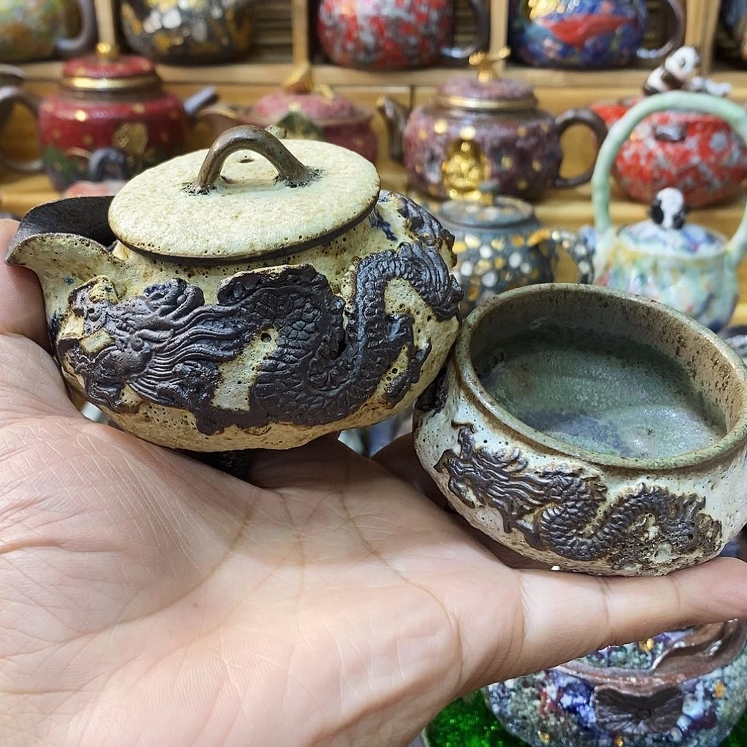 粗陶志野柴烧茶器