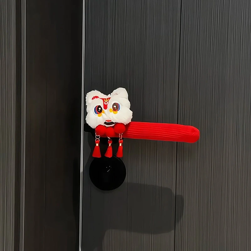 醒狮门把手护套防静电入户门保护套高级新年红色喜庆氛围场景布置