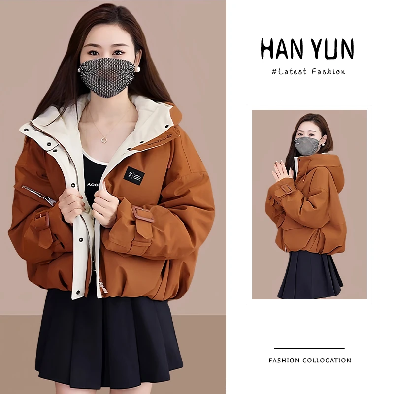 加厚韩版百搭保暖棉服女2025年冬季新款洋气通勤外穿宽松显瘦外套