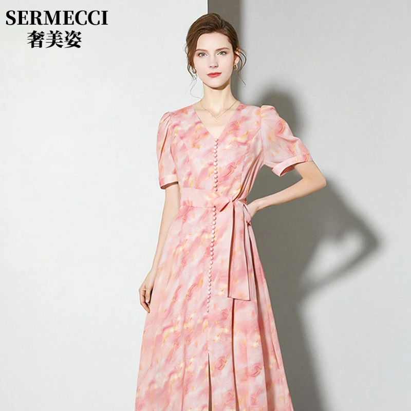 奢美姿 连衣裙夏女2025新款高级时尚气质温柔海边度假女装裙子