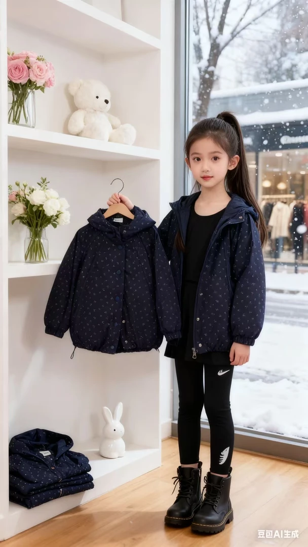 女童夹棉外套秋冬2025新款儿童连帽印花上衣韩版女孩加厚棉服洋气