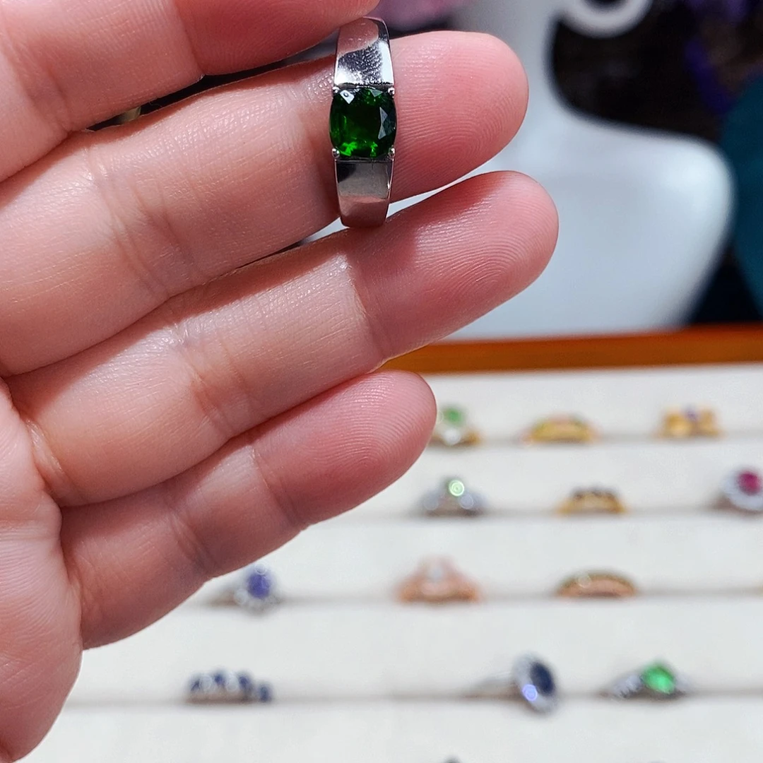 透辉石戒指银S925镶嵌