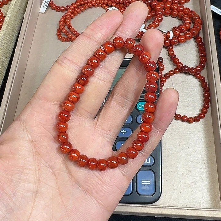 南红玛瑙未镶嵌手链原矿南红手串7mm高品质老型