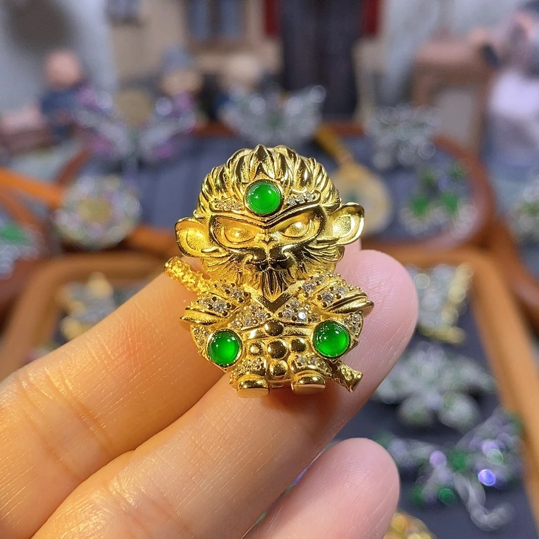 吊坠(不含链)银S925镶嵌翡翠